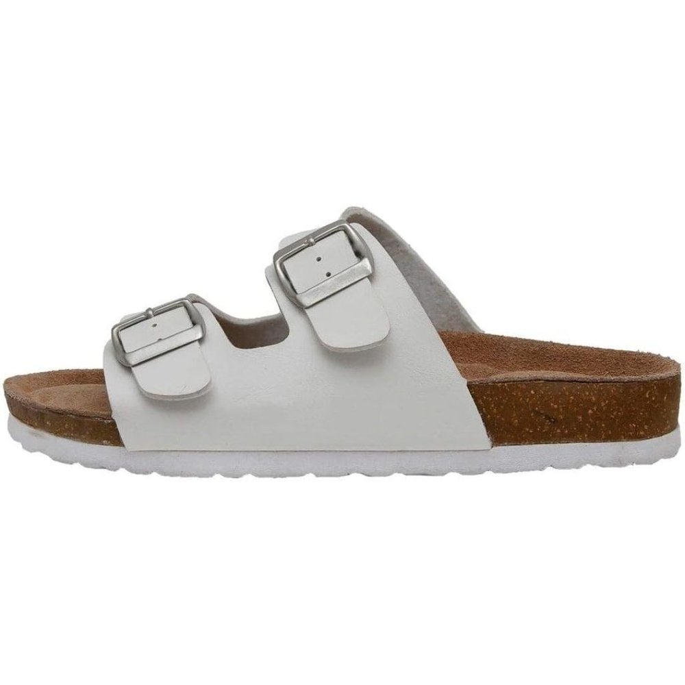 Cushionaire Women's Lane Cork Footbed Sandal With +comfort-White